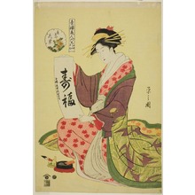 細田栄之: Hanamurasaki of the Kadotamaya, from the series Six Flowery Immortals of the Pleasure Quarters (Seiro bijin rokkasen) - シカゴ美術館
