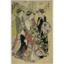 Hosoda Eishi: Sugawara of the Tsuruya with Attendants Mumeno and Takeno - Art Institute of Chicago