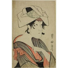 Utagawa Toyokuni I: Nakayama Tomisaburo. Dressed as a Woman Wearing a Towel on Her Head - Art Institute of Chicago
