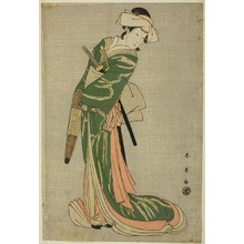 Katsukawa Shun'ei: The Actor Nakamura Noshio II as Tonase, in the Bridal Journey Scene, Act Eight of the Play Kanadehon Chushingura (Model for Kana Calligraphy: Treasury of the Forty-seven Royal Retainers), Performed at the Miyako Theater from the Fifth Day of the Fourth Month, 1795 - Art Institute of Chicago