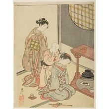 鈴木春信: Eight Indoor Scenes (Zashiki Hakkei): A Boiling Kettle-Night Rain (Daisu no yau) - シカゴ美術館