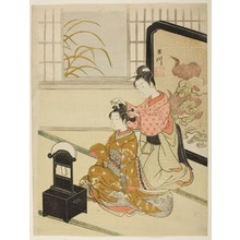 鈴木春信: Eight Indoor Scenes (Zashiki Hakkei): A Mirror Stand-The Autumn Moon (Kyôdai no shûgetsu) - シカゴ美術館