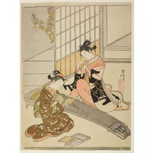 鈴木春信: Eight Indoor Scenes (Zashiki Hakkei):The Bridges of a Zithern-Geese Alighting (Kotoji no rakugan) - シカゴ美術館