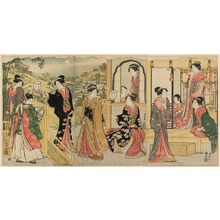 Torii Kiyonaga: Ushiwaka Serenading Joruri-hime (Ushiwaka-maru to Joruri-hime) - Art Institute of Chicago