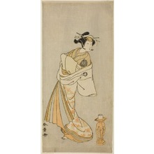 Japanese Print "The Actor Nakamura Noshio I as the Spirit of the Courtesan Takao, in the Shosagoto Dance Sequence "Sono Utsushi-e Matsu ni Kaede" (A Shadow-Picture of Pine and Maple), the Last Scene of Part Two of the Play Keisei Momiji no Uchikake (Courtesan in an Over-Kimono of Maple Leaf Pattern), Performed at the Morita Theater from the Ninth Day of the Ninth Month, 1772" by Katsukawa Shunsho, 勝川春章 (Katsukawa Shunshô)