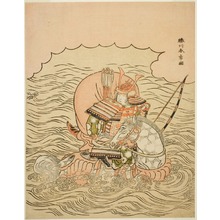 Katsukawa Shunsho, 勝川春章 (Katsukawa Shunshô)创作的日本版画《Taira no Atsumori Riding a Horse into the Sea》