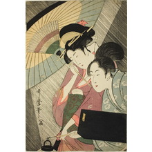 Kitagawa Utamaro, 喜多川歌麿 (Kitagawa Utamaro)创作的日本版画《Night Rain》