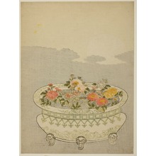 鈴木春信: Chrysanthemums and the Rising Moon - シカゴ美術館