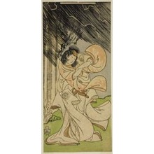 勝川春章: The Actor Yamashita Kinsaku II as a Thunder Goddess in the Play Onna Narukami, Performed at the Morita Theater in the First Month, 1770 - シカゴ美術館