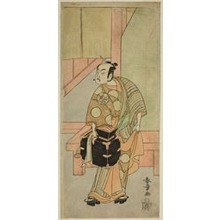 Japanischer Druck "The Actor Ichimura Uzaemon IX as the Hairdreser Komagata Ikkaku in the Play Fuji no Yuki Kaikei Soga, Performed at the Ichimura Theater in the First Month, 1770" von Katsukawa Shunsho, 勝川春章 (Katsukawa Shunshô)