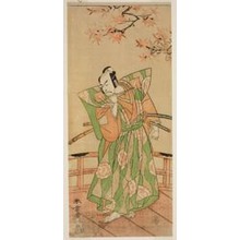 勝川春章: The Actor Ichikawa Danjuro V as Momonoi Wakasanosuke Yasuchika (?) in the Play Kanadehon Chushingura (?), Performed at the Nakamura Theater (?) in the Fifth Month, 1771 (?) - シカゴ美術館