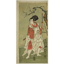 勝川春章: The Actor Arashi Sangoro II as Sakura-maru in the Play Sugawara Denju Tenarai Kagami, Performed at the Ichimura Theater in the First Month, 1772 - シカゴ美術館