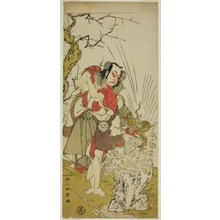 Estampe japonaise "The Actor Nakamura Juzo II as Yushichi (?) in the Play Keisei Momiji no Uchikake (?), Performed at the Morita Theater (?) in the Seventh Month, 1772 (?)" par Katsukawa Shunsho, 勝川春章 (Katsukawa Shunshô)