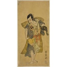 Estampe japonaise "The Actor Nakamura Utaemon I as Kudo Suketsune Disguised as a Beggar in the Play Soga Moyo Aigo no Wakamatsu, Performed at the Nakamura Theater in the First Month, 1769" par Katsukawa Shunsho, 勝川春章 (Katsukawa Shunshô)