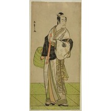 勝川春章: The Actor Ichikawa Ebizo as Kudo Suketsune Disguised as a Komuso in the Play Waka Murasaki Edokko Soga, Performed at the Ichimura Theater in the First Month, 1792 - シカゴ美術館