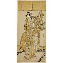 Japanischer Druck "The Actor Nakamura Nakazo I as Nagao Terutora in the Play Kuruma-gakari Tekuda no Gumbai, Performed at the Ichimura Theater in the Eleventh Month, 1783" von Katsukawa Shunsho, 勝川春章 (Katsukawa Shunshô)