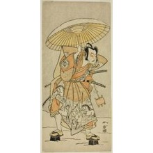 Japanischer Druck "The Actor Nakamura Juzo II as Kajiwara Genta Kagetoki in the Play Izu-goyomi Shibai no Ganjitsu, Performed at the Morita Theater in the Eleventh Month, 1772" von Katsukawa Shunsho, 勝川春章 (Katsukawa Shunshô)