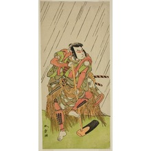 勝川春章: The Actor Onoe Matsusuke I as Nakaomi Katsumi Disguised as the Farmer Datta no Nizo, in the Play Shitenno-ji Nobori Kuyo, Performed at the Ichimura Theater in the Eighth Month, 1773 - シカゴ美術館