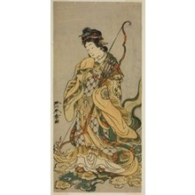 Japanischer Druck "The Actor Nakamura Noshio I as the Goddes Benzaiten of Enoshima in the Play Onno Aruji Hatsuyuki no Sekai, Performed at the Morita Theater in the Eleventh Month, 1773" von Katsukawa Shunsho, 勝川春章 (Katsukawa Shunshô)