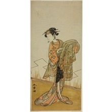 Japanischer Druck "The Actor Nakamura Riko I as the Courtesan Wakamatsu (?) in the Play Gohiiki Kanjincho (?), Performed at the Nakamura Theater (?) in the Eleventh Month, 1773 (?)" von Katsukawa Shunsho, 勝川春章 (Katsukawa Shunshô)