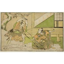 Katsukawa Shunsho: The Actors Arashi Sangoro II as Hojo Tokiyori (right), and Otani Hiroji III as Koga Saburo (left), in the Play Kono Hana Yotsugi no Hachi no Ki, Performed at the Ichimura Theater in the Eleventh Month, 1771 - Art Institute of Chicago