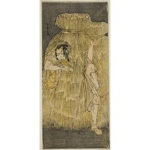 Japanischer Druck "The Actor Ichikawa Danzo IV Doing a Quick Change Between the Roles of Sadakuro and Yoichibei, in the Play Kanadehon Chushingura, Performed at the Morita Theater in the Third Month, 1781" von Katsukawa Shunsho, 勝川春章 (Katsukawa Shunshô)