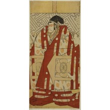勝川春英: The Actor Ichikawa Danjuro V as Kudo Suketsune in the Play Koi no Yosuga Kanegaki Soga, Performed at the Ichimura Theater in the First Month, 1789 - シカゴ美術館
