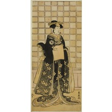 勝川春英: The Actor Iwai Kiyotaro II as Lady Itohagi (?) in the Play Genji Saiko Kogane Tachibana (?), Performed at the Ichimura Theater (?) in the Eleventh Month, 1788 (?) - シカゴ美術館