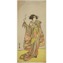 勝川春章: The Actor Ichikawa Monnosuke II as the Courtesan Kewaizaka no Shosho in the Play Sono Kyodai Fuji no Sugatami, Performed at the Morita Theater in the First Month, 1776 - シカゴ美術館