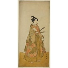 Estampe japonaise "The Actor Ichikawa Monnosuke II as Kichisaburo, Temple Page of Kichijo-ji, in the Play Sono Kyodai Fuji no Sugatami, Performed at the Morita Theater in the Second Month, 1776" par Katsukawa Shunsho, 勝川春章 (Katsukawa Shunshô)