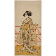 Katsukawa Shunsho, 勝川春章 (Katsukawa Shunshô)创作的日本版画《The Actor Yoshizawa Iroha I as Tamamo no Mae (?) in the Play Sakuya Kono Hana no Kaomise (?), Performed at the Nakamura Theater (?) in the Eleventh Month, 1776 (?)》