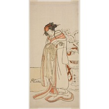勝川春章: The Actor Segawa Kikunojo III as the Courtesan Kisewata (Tagasode) (?) in the Play Hana-zumo Genji Hiiki (?), Performed at the Nakamura Theater (?) in the Eleventh Month, 1775 (?) - シカゴ美術館