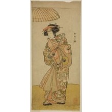 勝川春章: The Actor Ikushima Daikichi III as the Courtesan Naniwazu in the Play Saki Masuya Ume no Kachidoki, Performed at the Ichimura Theater in the Eleventh Month, 1777 - シカゴ美術館