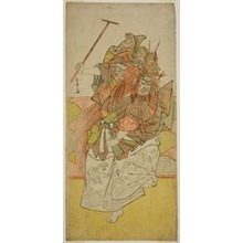 Japanischer Druck "The Actor Ichimura Uzaemon IX as an Incarnation of the Dragon King in the Play Saki Masuya Ume on Kachidoki, Performed at the Ichimura Theater in te Eleventh Month, 1778" von Katsukawa Shunsho, 勝川春章 (Katsukawa Shunshô)