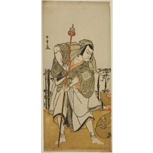 Katsukawa Shunsho: The Actor Ichikawa Danjuro V as Taira no Masakado Disguised as the Pilgrim Junjo in the Play Masakado Kammuri no Hatsuyuki, Performed at the Nakamura Theater in the Eleventh Month, 1777 - Art Institute of Chicago