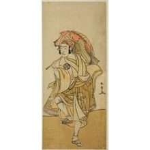 Estampe japonaise "The Actor Nakamura Nakazo I as Onmaya Kisanda Disguised as the Lion Dancer Kakubei in the Play Chigo Torii Tobiiri Kitsune, Performed at the Ichimura Theater in the Eleventh Month, 1777" par Katsukawa Shunsho, 勝川春章 (Katsukawa Shunshô)