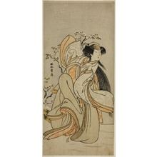 勝川春章: The Actor Iwai Hanshiro IV as Kojoro-gitsune of Hakata in the Play Hikitsurete Yagoe Taiheiki, Performed at the Morita Theater in the Eleventh Month, 1776 - シカゴ美術館