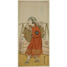 勝川春章: The Actor Nakamura Nakazo I as Nagasaki Kageyuzaemon Disguised as Gorohachi the Sake Seller, in the Play Hikitsurete Yagoe Taiheiki, Performed at the Morita Theater in the Eleventh Month, 1776 - シカゴ美術館