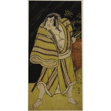勝川春好: The Actor Sakata Hangoro II as the Sumo Wrestler Kujaku Saburo Narihira (?) in the Play Sugata no Hana Yuki no Kuronushi (?), Performed at the Ichimura Theater (?) in the Eleventh Month, 1776 (?) - シカゴ美術館