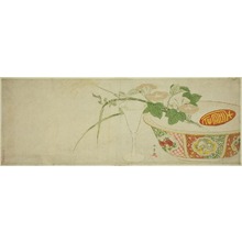 勝川春章: Plants, Porcelain Bowl, and Glass Goblet - シカゴ美術館