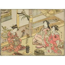 Katsukawa Shunsho, 勝川春章 (Katsukawa Shunshô)创作的日本版画《Women of the Kadosutaya House of Pleasure (Summer)》