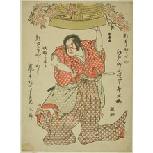 勝川春章: The Actor Arashi Hinasuke I as Watanabe Choshichi Tonau in the Play Tokimekuya O-Edo no Hatsuyuki (Thriving Now: The First Snow of Edo), Performed at the Morita Theater from the First Day of the Eleventh Month, 1780 - シカゴ美術館