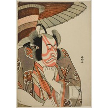 勝川春好: Half-length Portrait of the Actor Ichikawa Danjuro V as Kazusa no Gorobei Tadamitsu in Act Three of the play Kitekaeru Nishiki no Wakayaka (Returning Home in Splendor), Performed at the Nakamura Theater from the First Day of the Eleventh Month, 1780 - シカゴ美術館