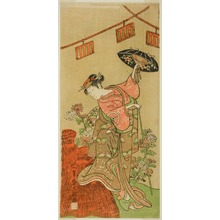 一筆斉文調: The Actor Iwai Hanshiro IV as Otatsu-gitsune in the Play Nue no Mori Ichiyo no Mato, Performed at the Nakamura Theater in the Eleventh Month, 1770 - シカゴ美術館