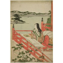 鳥居清長: Murasaki Shikibu, from an untitled series of Court Ladies Representing Tale of Genji. - シカゴ美術館