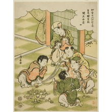 Japanischer Druck "No. 4: Raffle Game (Takarabiki), from the series "Cant Phrases among Children (Yôdo iu koitsu wa nippon)"" von Torii Kiyonaga, 鳥居清長 (Torii Kiyonaga)