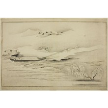 Kitagawa Utamaro: Gin sekai (The Silver World) : Pulling a boat in the snow (Yuki no hiki-bune) - Art Institute of Chicago