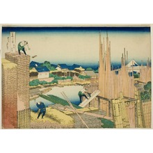 Katsushika Hokusai: Tatekawa River Lumberyard at Honjo (Honjo Tatekawa), from the series Thirty-six Views of Mount Fuji (Fugaku sanjurokkei) - Art Institute of Chicago