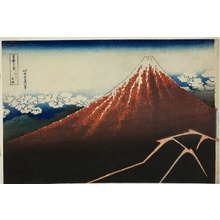 葛飾北斎: Shower Below the Summit (Sanka hakuu), from the series Thirty-six Views of Mount Fuji (Fugaku sanjurokkei) - シカゴ美術館