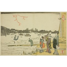 Katsushika Hokusai, 葛飾北斎 (Katsushika Hokusai)创作的日本版画《Women and Children Viewing the Fireworks》